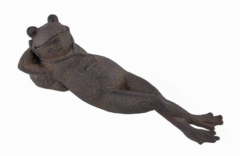 Bellaa 25686 Napping Frog Statue Relax Resting Meditating Zen Garden Buddha Sculpture Yoga Contented Talisman Gift Feng Shui Vastu Figurine 12 inch - Image 1